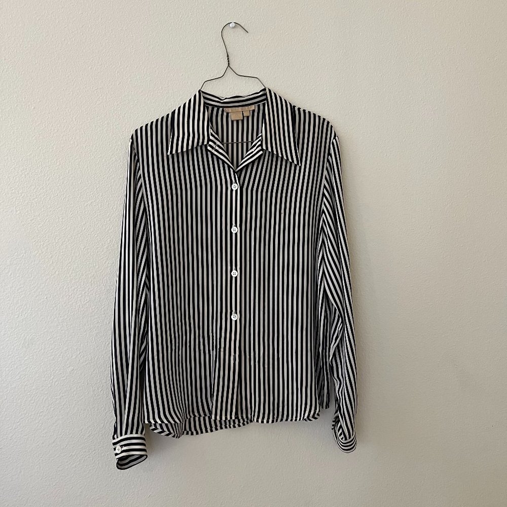 Vintage 100% silk striped blouse